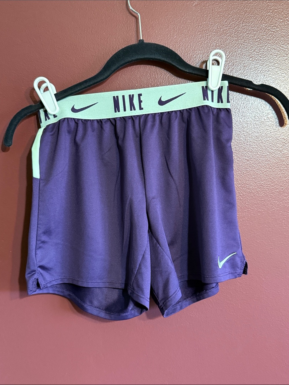 Nike Purple Athletic Shorts with Mint Logo Waistband